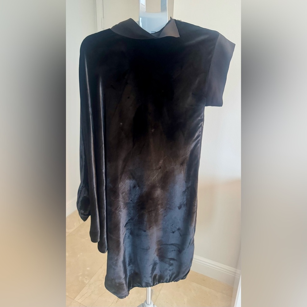 Lanvin Asymmetrical Velvet Dress in Black, Unique design and details, M